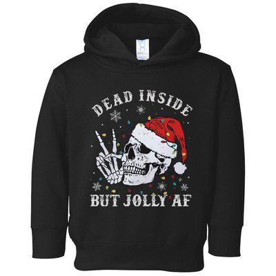 Funny Christmas Skull Dead Inside But Jolly Af Cute Toddler Hoodie