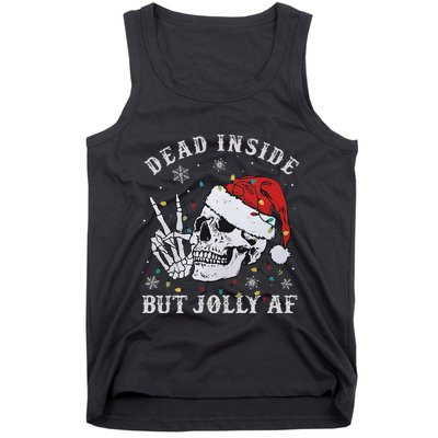 Funny Christmas Skull Dead Inside But Jolly Af Cute Tank Top