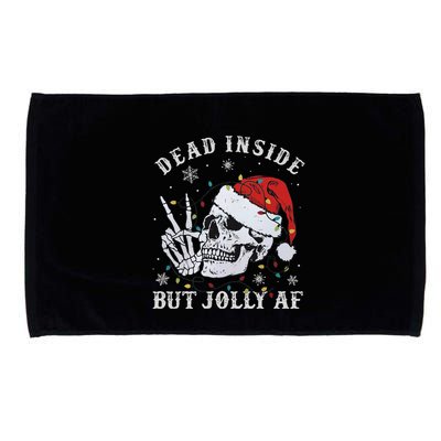 Funny Christmas Skull Dead Inside But Jolly Af Cute Microfiber Hand Towel