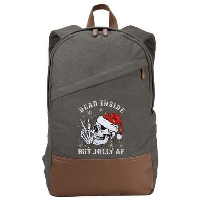 Funny Christmas Skull Dead Inside But Jolly Af Cute Cotton Canvas Backpack