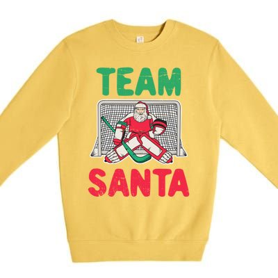 Funny Christmas Santa Ice Hockey Goaltender Goalie Gift Premium Crewneck Sweatshirt