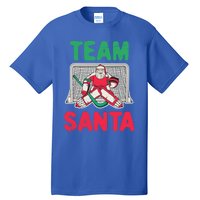 Funny Christmas Santa Ice Hockey Goaltender Goalie Gift Tall T-Shirt