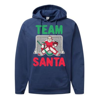 Funny Christmas Santa Ice Hockey Goaltender Goalie Gift Performance Fleece Hoodie