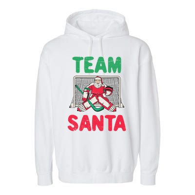 Funny Christmas Santa Ice Hockey Goaltender Goalie Gift Garment-Dyed Fleece Hoodie