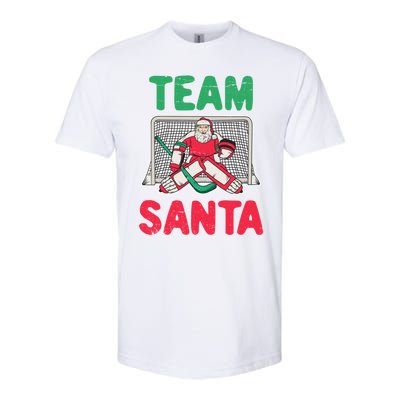 Funny Christmas Santa Ice Hockey Goaltender Goalie Gift Softstyle CVC T-Shirt