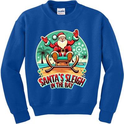 Funny Christmas Santa´S Sleigh In The Bay Beach Christmas Meaningful Gift Kids Sweatshirt