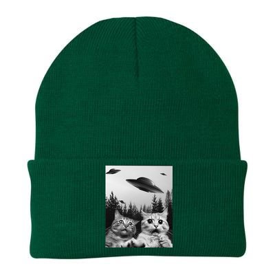 Funny Cat Selfie with UFOs Knit Cap Winter Beanie