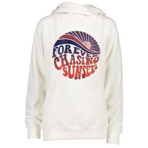 Forever Chasing Sunsets Word On Back Workout Summer Casual Womens Funnel Neck Pullover Hood