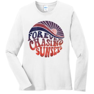 Forever Chasing Sunsets Word On Back Workout Summer Casual Ladies Long Sleeve Shirt