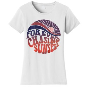 Forever Chasing Sunsets Word On Back Workout Summer Casual Women's T-Shirt