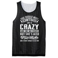 Funny Crazy Sister With Issues Partner In Crime Mesh Reversible Basketball Jersey Tank