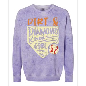 Fun Cute Softball Baseball Dirt & Diamonds Kinda Girl Colorblast Crewneck Sweatshirt