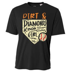 Fun Cute Softball Baseball Dirt & Diamonds Kinda Girl Cooling Performance Crew T-Shirt