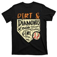 Fun Cute Softball Baseball Dirt & Diamonds Kinda Girl T-Shirt