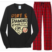 Fun Cute Softball Baseball Dirt & Diamonds Kinda Girl Long Sleeve Pajama Set