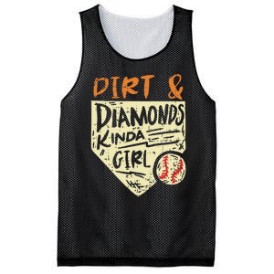 Fun Cute Softball Baseball Dirt & Diamonds Kinda Girl Mesh Reversible Basketball Jersey Tank