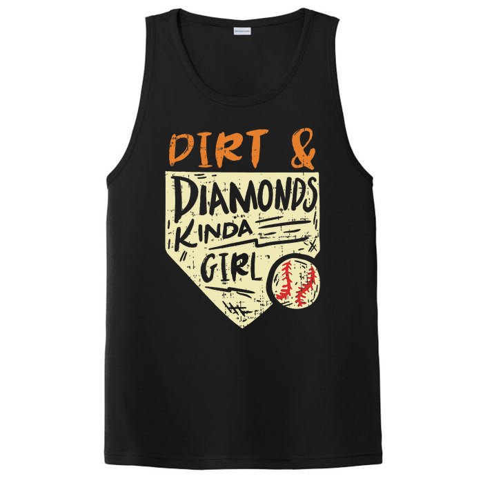 Fun Cute Softball Baseball Dirt & Diamonds Kinda Girl PosiCharge Competitor Tank