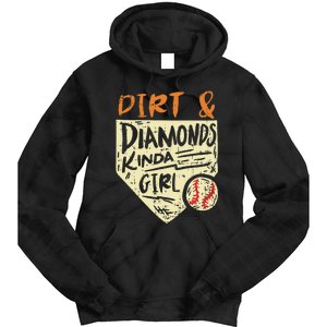 Fun Cute Softball Baseball Dirt & Diamonds Kinda Girl Tie Dye Hoodie