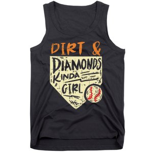 Fun Cute Softball Baseball Dirt & Diamonds Kinda Girl Tank Top