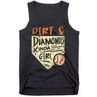 Fun Cute Softball Baseball Dirt & Diamonds Kinda Girl Tank Top