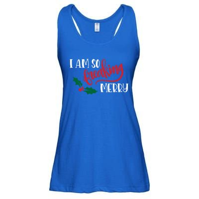 Funny Christmas Spirit Holiday Gift I Am So Freaking Merry Gift Ladies Essential Flowy Tank