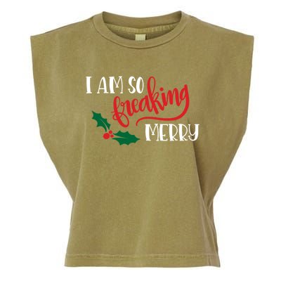 Funny Christmas Spirit Holiday Gift I Am So Freaking Merry Gift Garment-Dyed Women's Muscle Tee