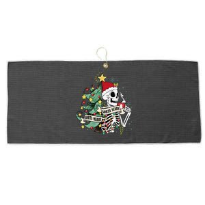 Funny Christmas Sorta Merry Sorta Scary Skeleton Xmas Tree Large Microfiber Waffle Golf Towel