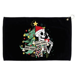 Funny Christmas Sorta Merry Sorta Scary Skeleton Xmas Tree Grommeted Golf Towel