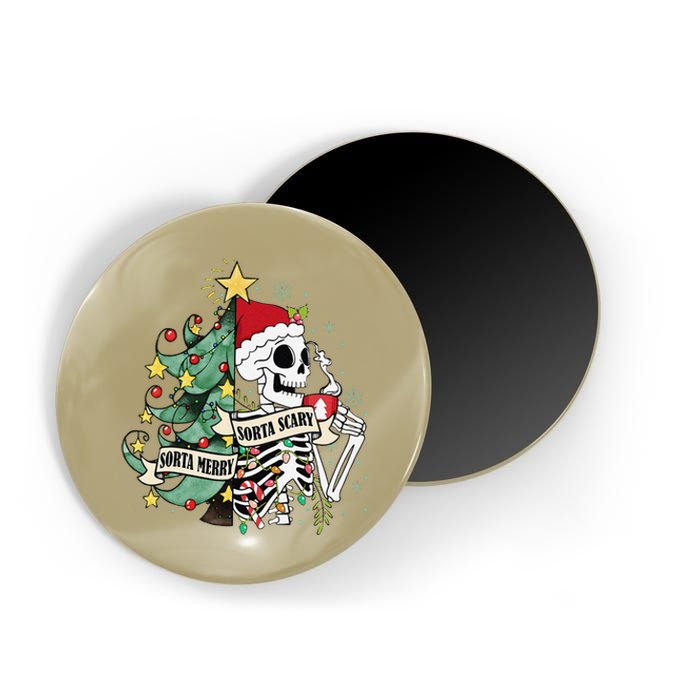 Funny Christmas Sorta Merry Sorta Scary Skeleton Xmas Tree Magnet