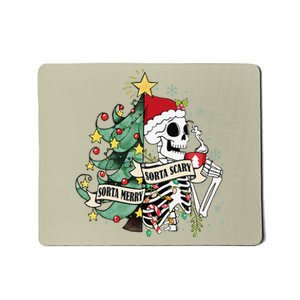 Funny Christmas Sorta Merry Sorta Scary Skeleton Xmas Tree Mousepad