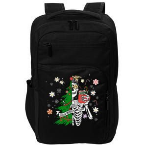 Funny Christmas Sorta Merry Sorta Scary Skeleton Xmas Tree Impact Tech Backpack