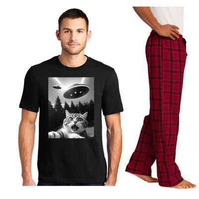 Funny Cat Selfie With Ufo Alien Pajama Set