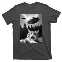 Funny Cat Selfie With Ufo Alien T-Shirt