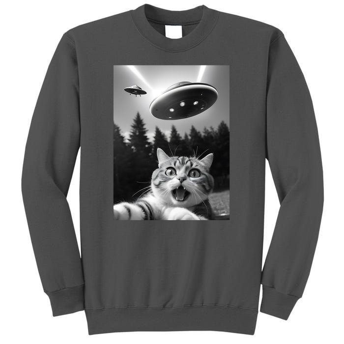 Funny Cat Selfie With Ufo Alien Tall Sweatshirt