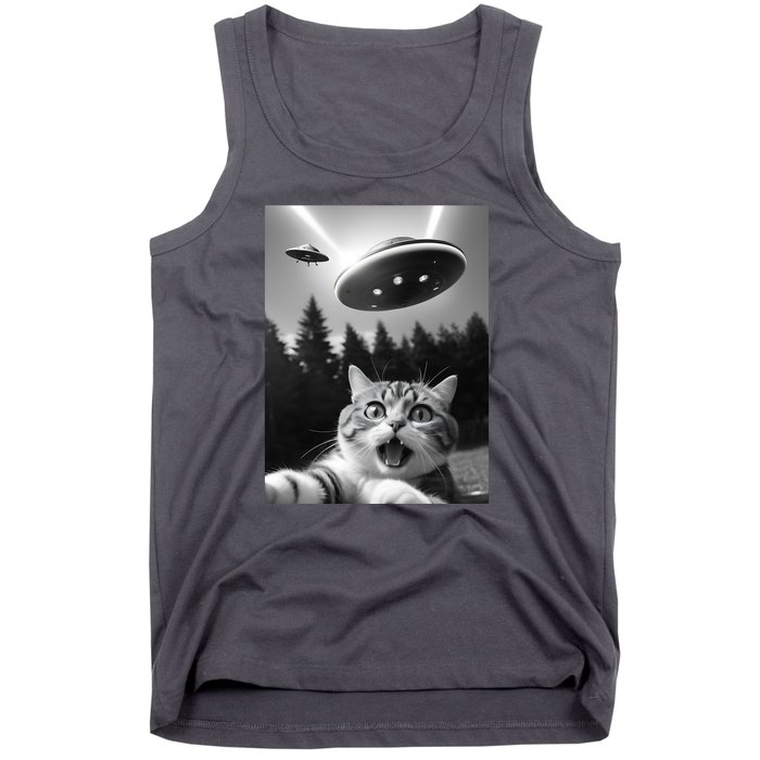 Funny Cat Selfie With Ufo Alien Tank Top