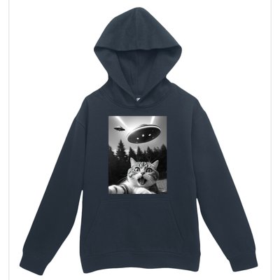 Funny Cat Selfie With Ufo Alien Urban Pullover Hoodie