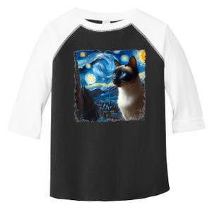 Funny Cute Siamese Cat Starry Night Van Gogh Painting Toddler Fine Jersey T-Shirt