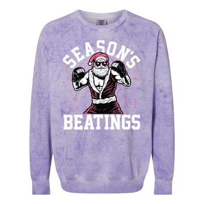 Funny Christmas Seasons Beatings Mma Boxing Santa Claus Colorblast Crewneck Sweatshirt