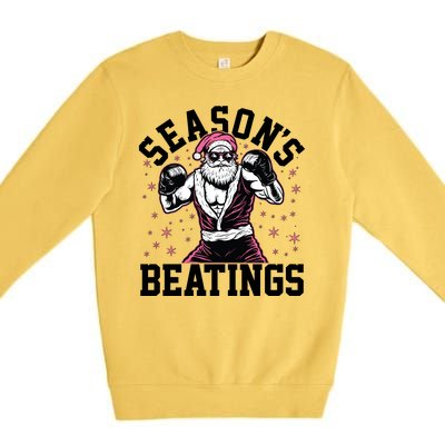 Funny Christmas Seasons Beatings Mma Boxing Santa Claus Premium Crewneck Sweatshirt