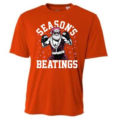 Funny Christmas Seasons Beatings Mma Boxing Santa Claus Cooling Performance Crew T-Shirt