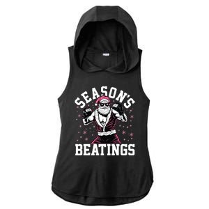 Funny Christmas Seasons Beatings Mma Boxing Santa Claus Ladies PosiCharge Tri-Blend Wicking Draft Hoodie Tank