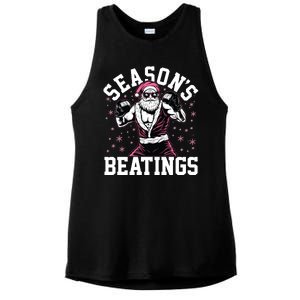 Funny Christmas Seasons Beatings Mma Boxing Santa Claus Ladies PosiCharge Tri-Blend Wicking Tank