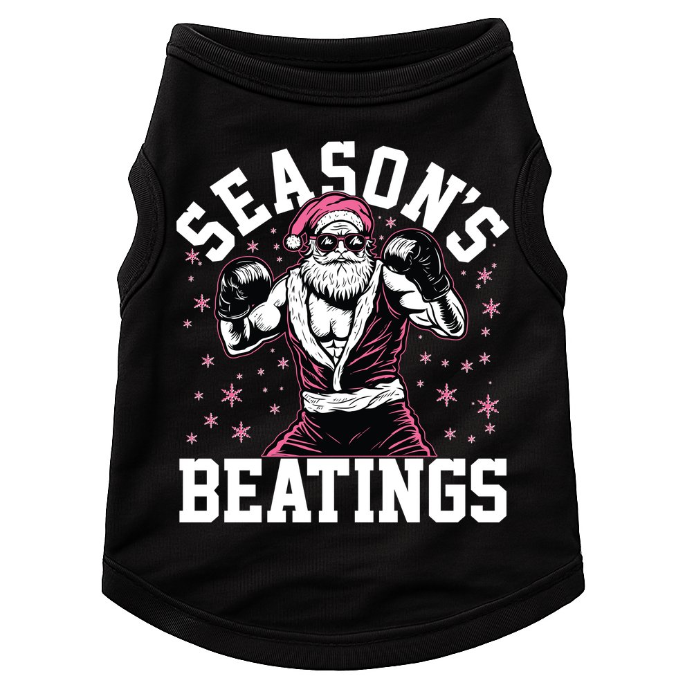 Funny Christmas Seasons Beatings Mma Boxing Santa Claus Doggie Tank