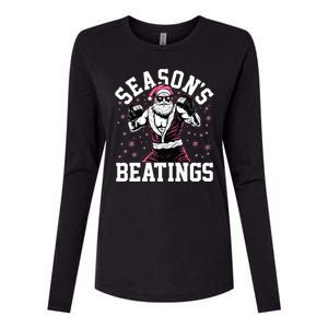 Funny Christmas Seasons Beatings Mma Boxing Santa Claus Womens Cotton Relaxed Long Sleeve T-Shirt