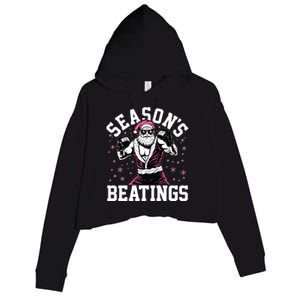 Funny Christmas Seasons Beatings Mma Boxing Santa Claus Crop Fleece Hoodie