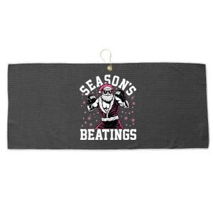 Funny Christmas Seasons Beatings Mma Boxing Santa Claus Large Microfiber Waffle Golf Towel