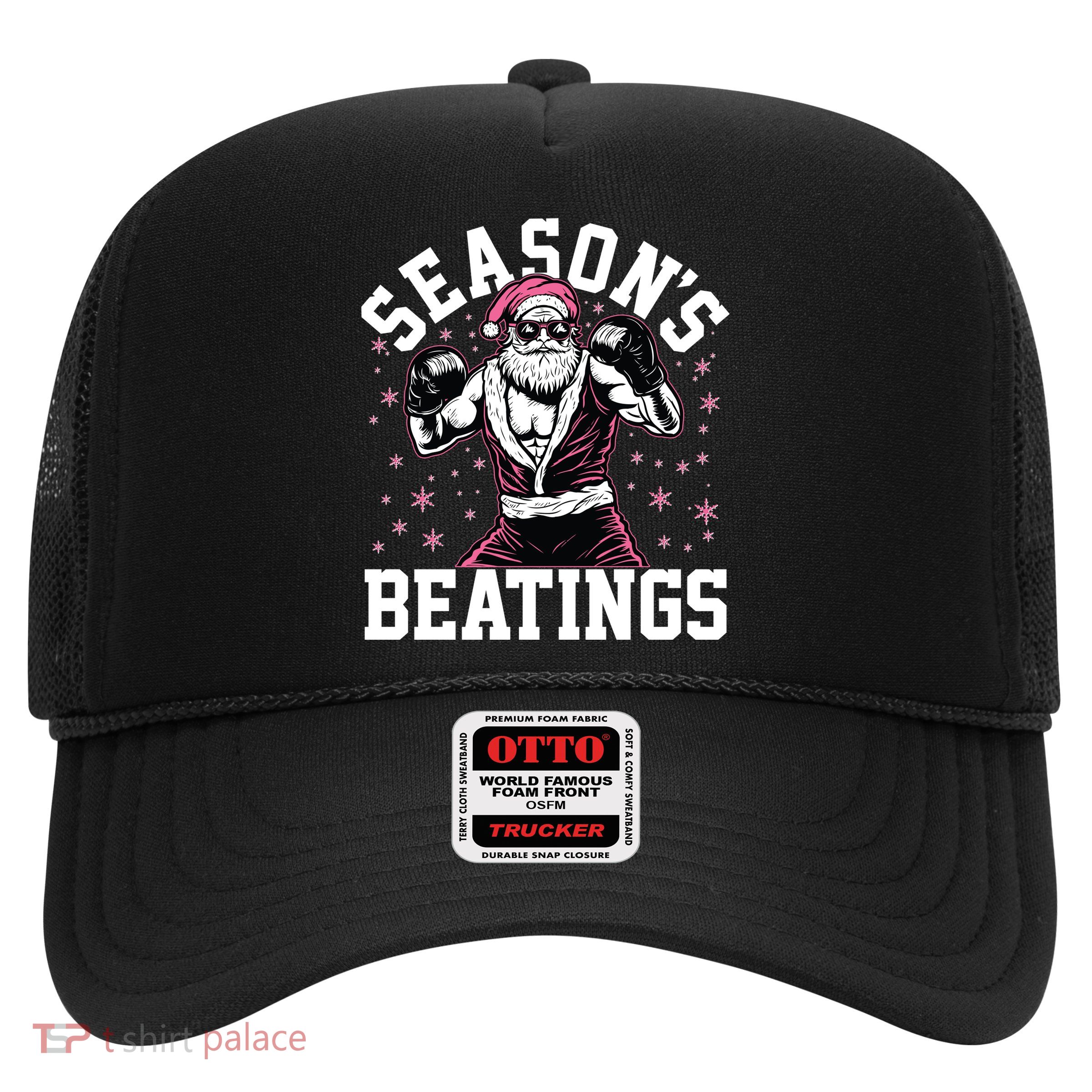 Funny Christmas Seasons Beatings Mma Boxing Santa Claus Trucker Hat