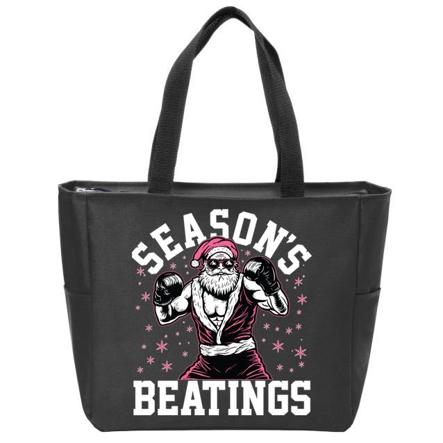 Funny Christmas Seasons Beatings Mma Boxing Santa Claus Zip Tote Bag