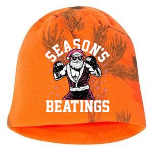 Funny Christmas Seasons Beatings Mma Boxing Santa Claus Kati - Camo Knit Beanie