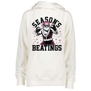 Funny Christmas Seasons Beatings Mma Boxing Santa Claus Womens Funnel Neck Pullover Hood